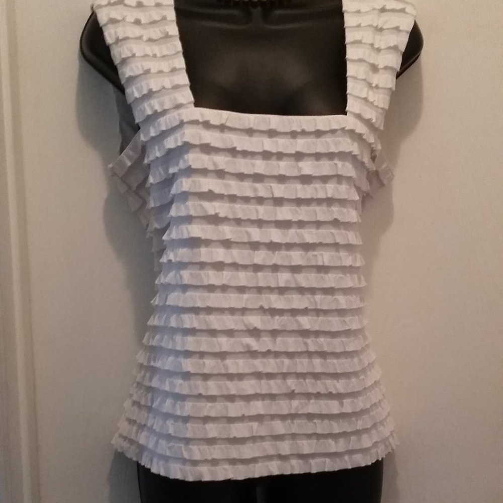 Joseph Ribkoff White Ruffle Tank Top
